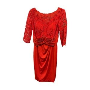 Red Lace Drape Dress